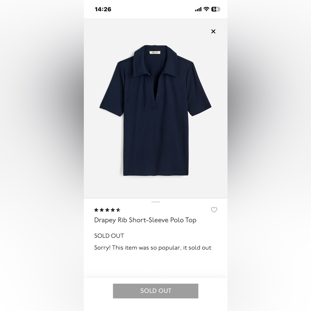 Madewell Navy Short-Sleeve Polo Top